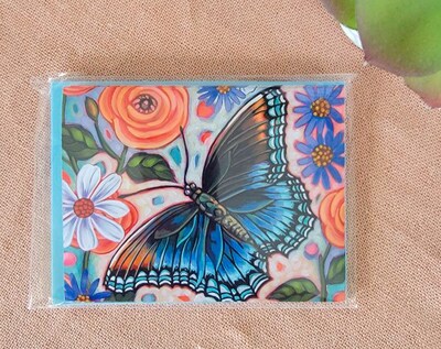 Set Of 4 A2 Taking Flight Royal Blue Butterfly Art Blank Note Cards with Matching Envelopes - image4